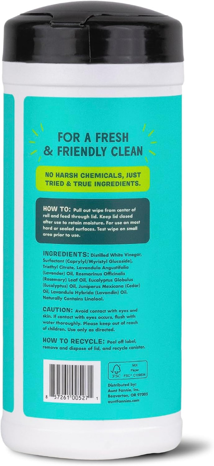 Natural Cleaning Vinegar Wipes, Multipurpose Surface Cleaner, Eucalyptus Scent,