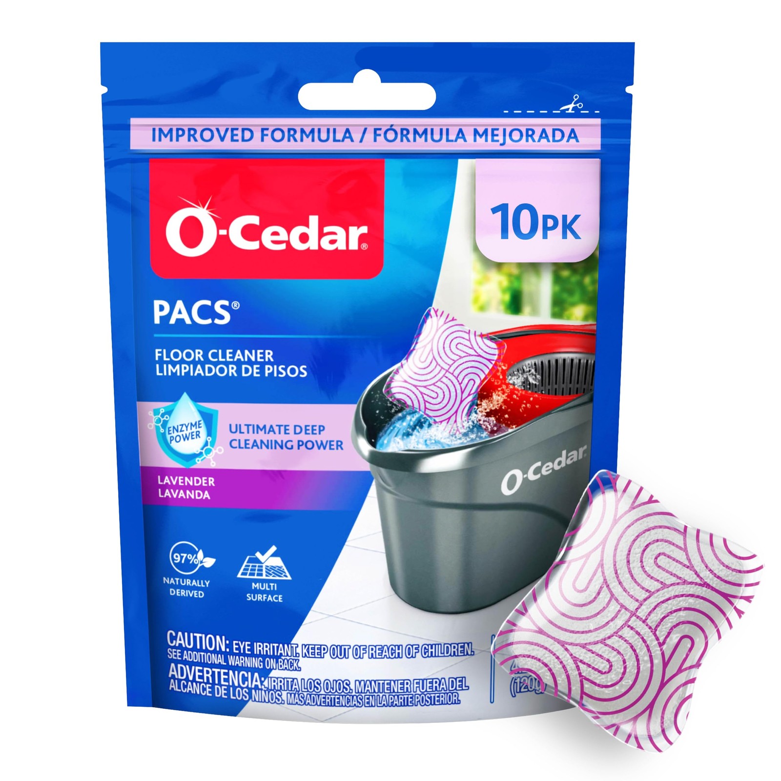 O-Cedar PACS Hard Floor Cleaner, Lavender Scent 10 Count (1-Pack) | Made with…