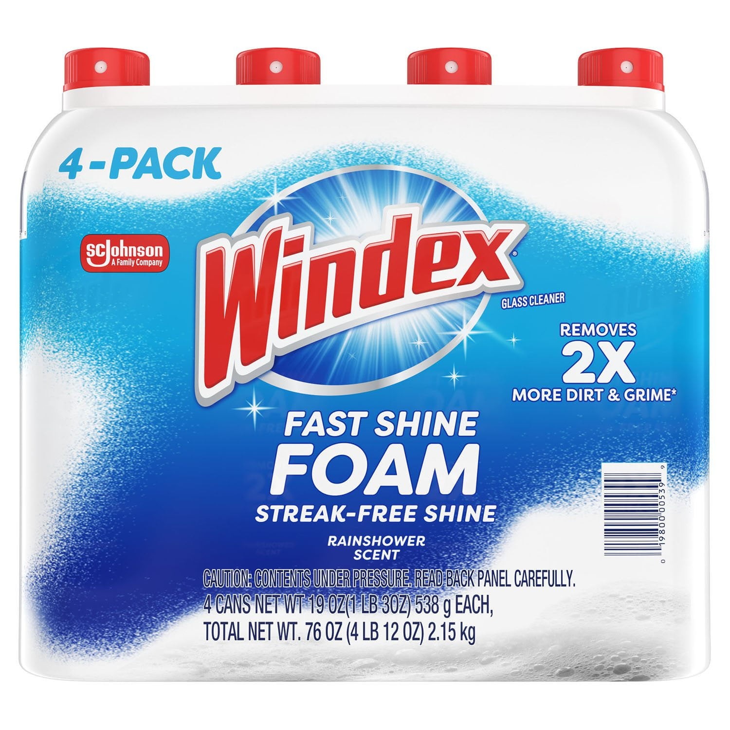 4/8/12 pack Windex Fast Shine Foam Glass Cleaner, Aerosol Cleaning Spray, 19 oz.