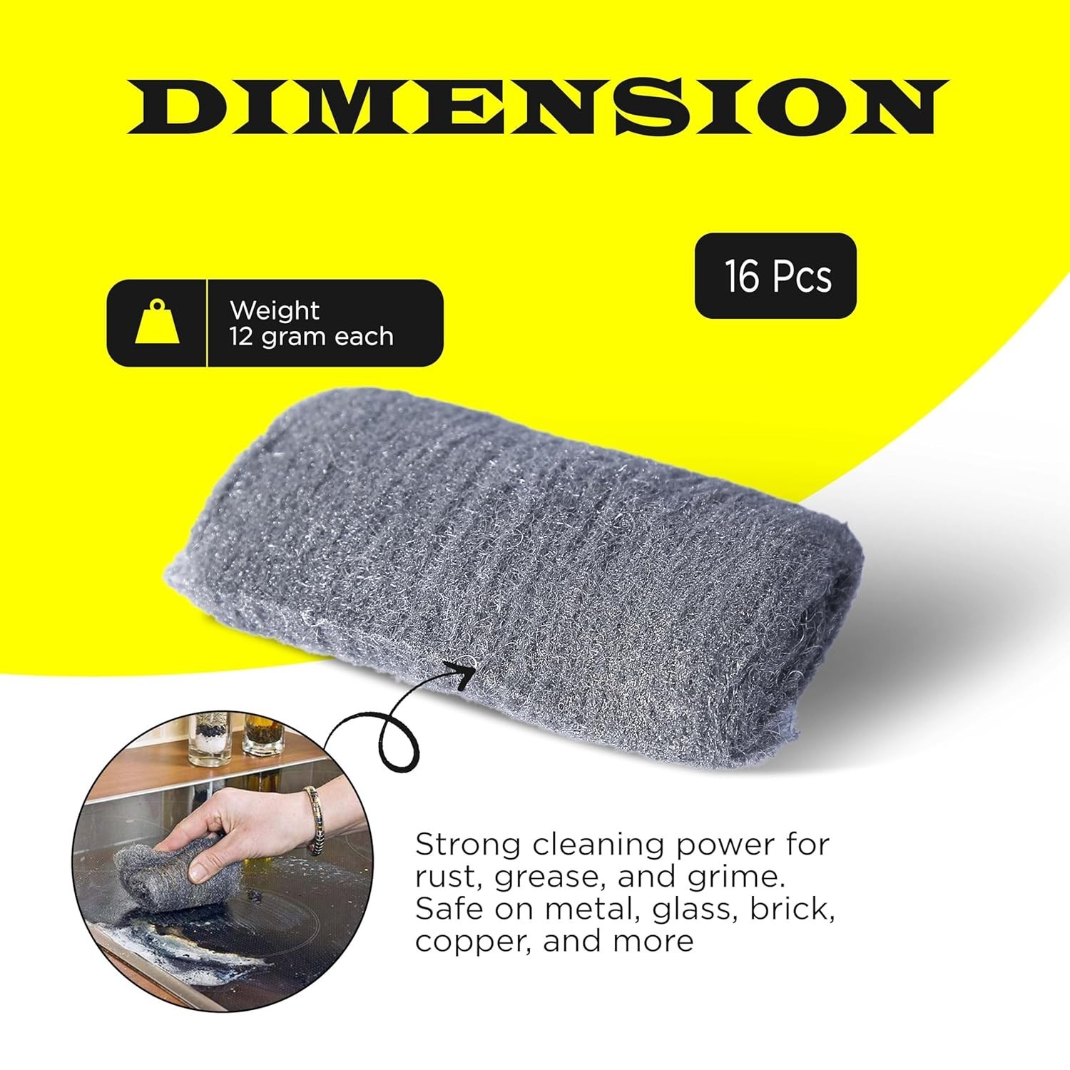 SIMBA Steel Wool Grade 0000 – Ultra-Fine Cleaning & Buffing Pads, 16 Pack