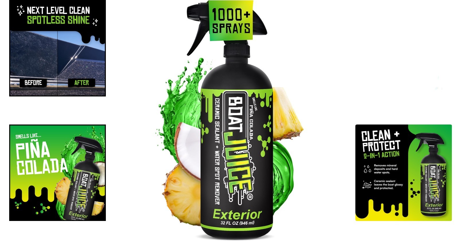 Boat Juice 32 Oz Spray Cleaner And Sio2 Ceramic Sealant For Glossy Finish