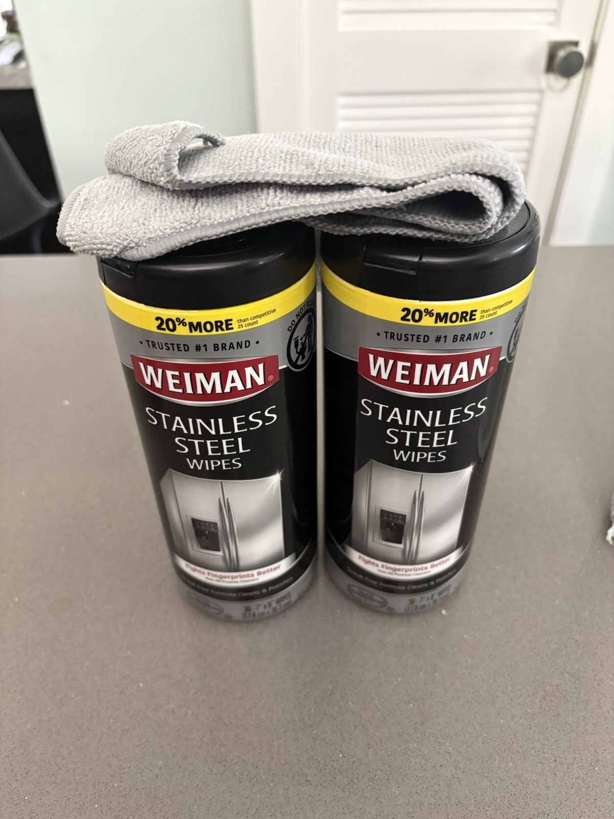 New Weiman Stainless Steel Cleaner Wipes 30 Count 2 Pack w/ Cleaning Cloth