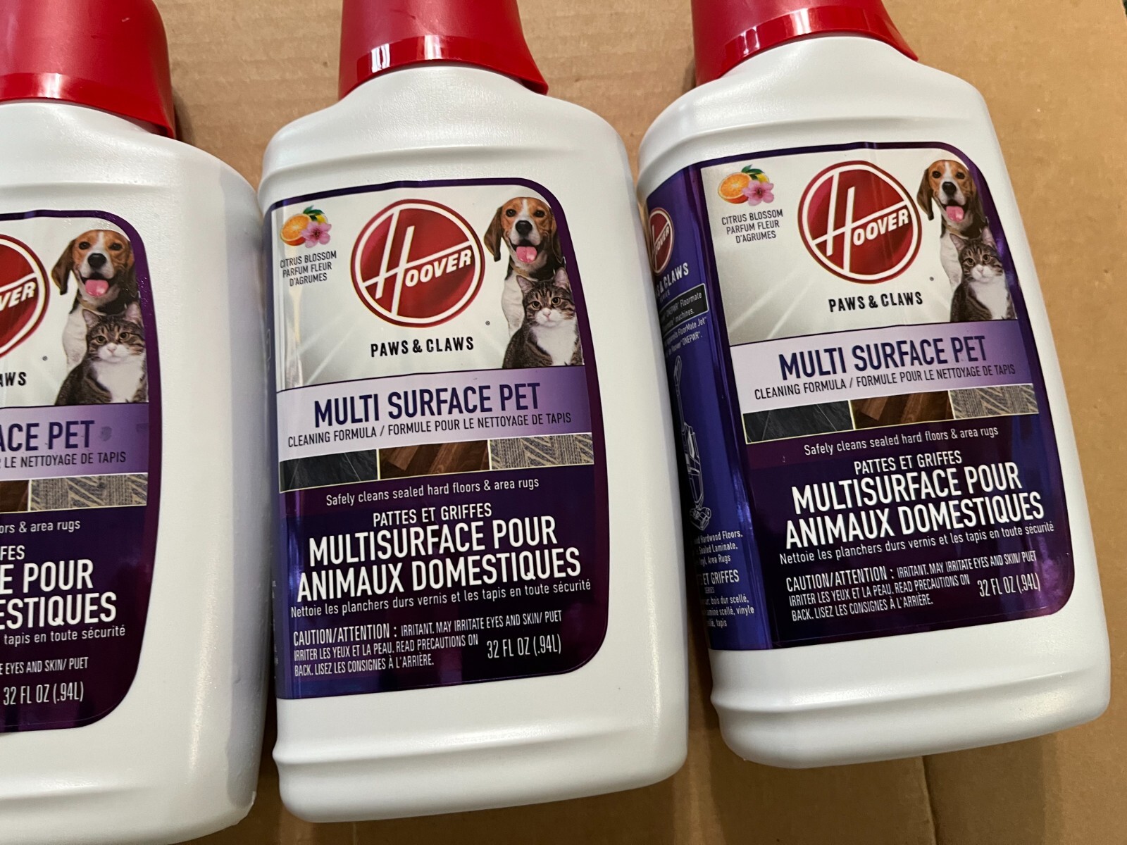 1 BOX 4X 32 FL-OZ Hoover Paws & Claws Multi Surface Floor Cleaner Pet Cleaning