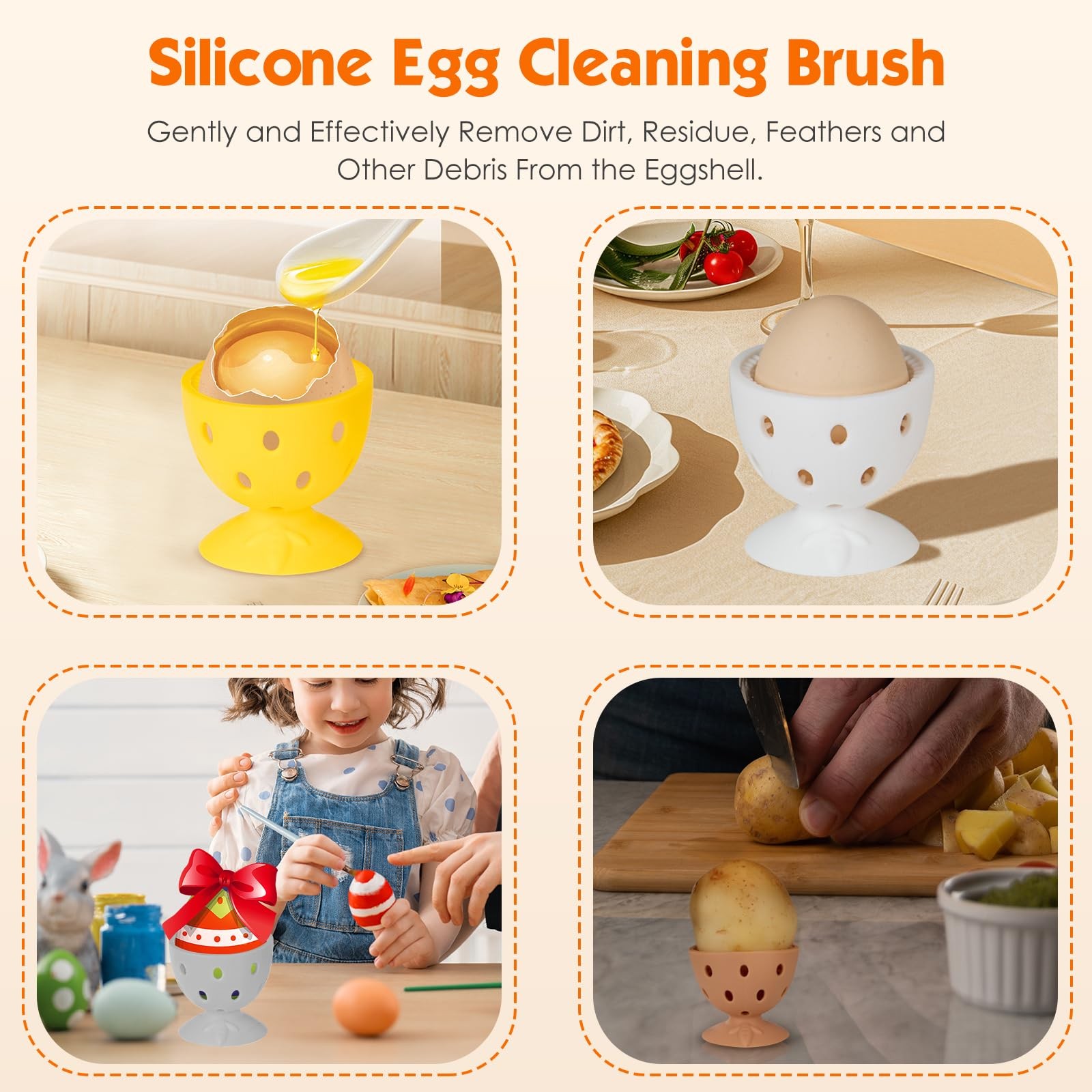 Egg Brush Cleaner, Egg Cleaner Scrubber for Fresh Eggs, Cute Chick Shaped Sil…