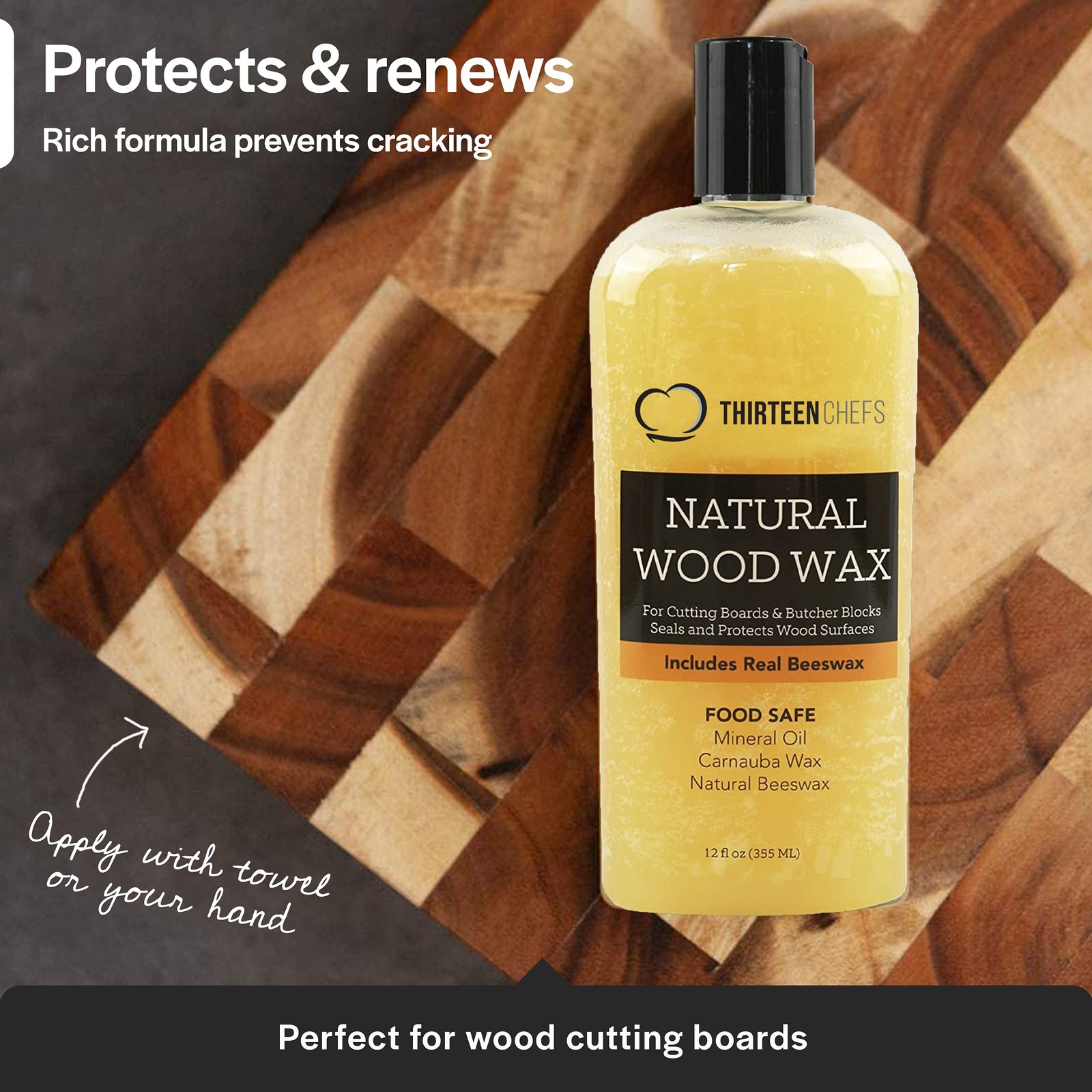 Cutting Board Wax and Conditioner with Food Grade Beeswax – Treat Wood Counte…