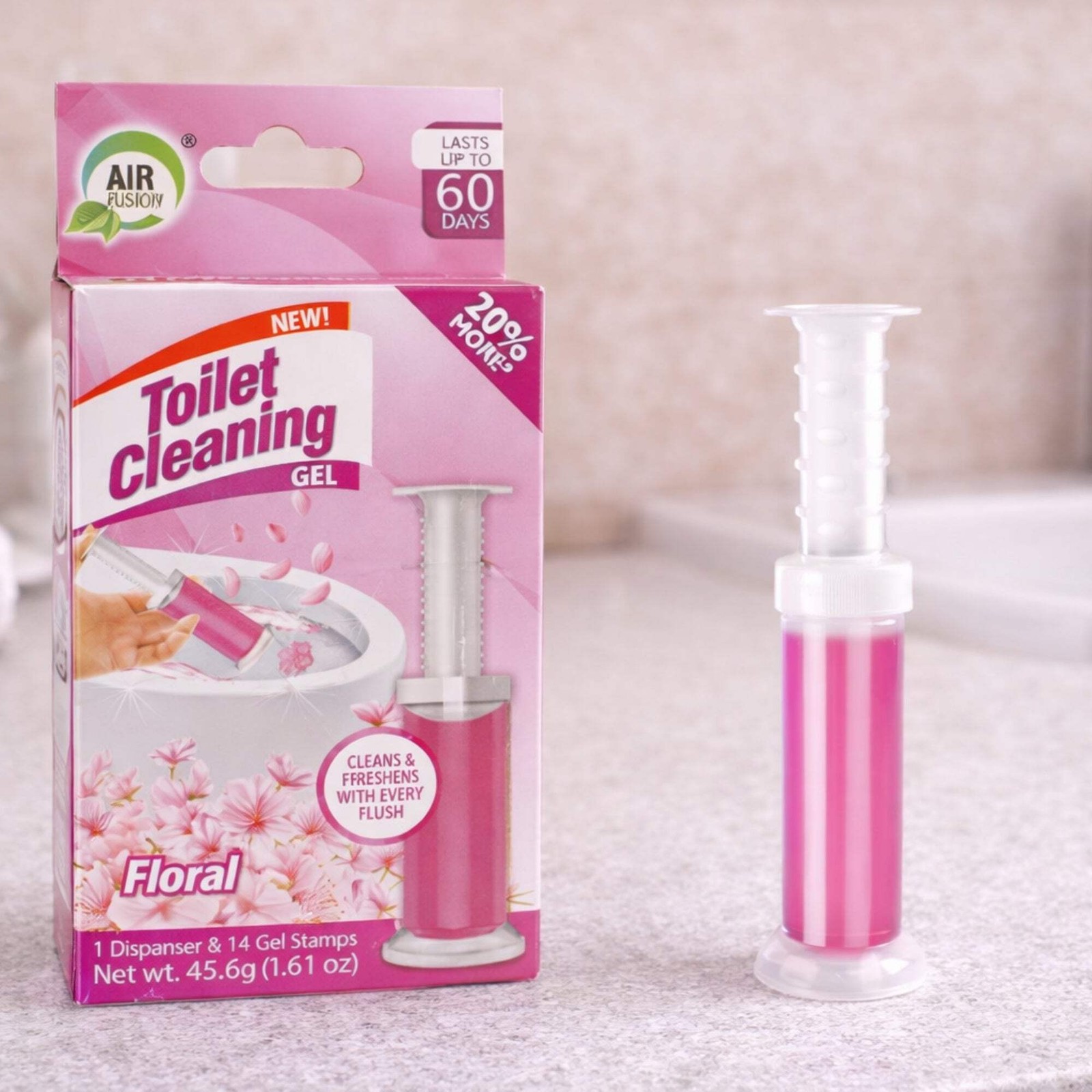 Air Fusion Floral Scent Toilet Cleaning Gel 14 Stamps 1.61oz 1 Pack
