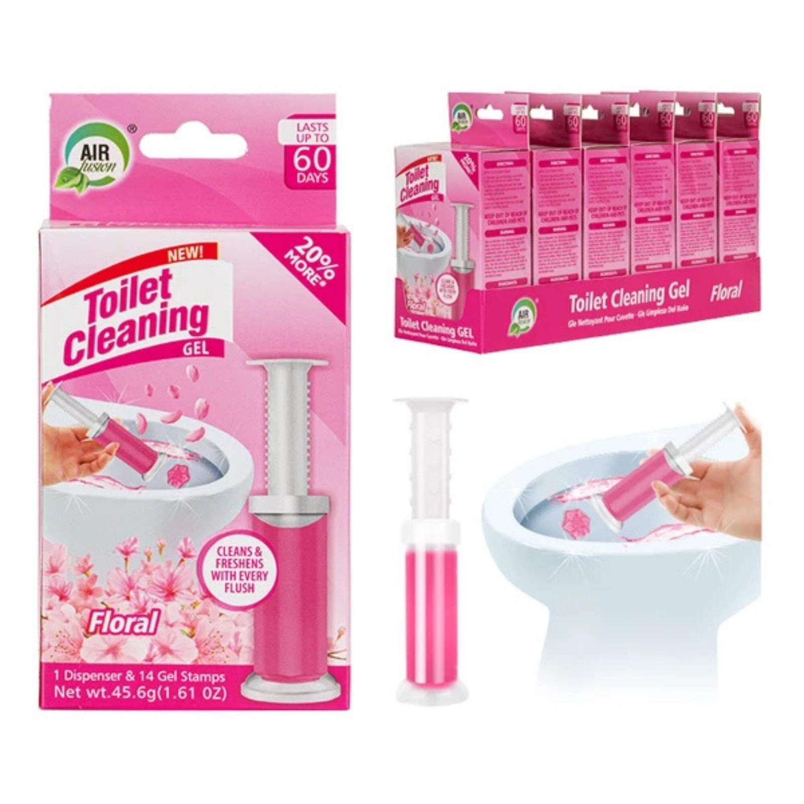 Air Fusion Floral Scent Toilet Cleaning Gel 14 Stamps 1.61oz 1 Pack