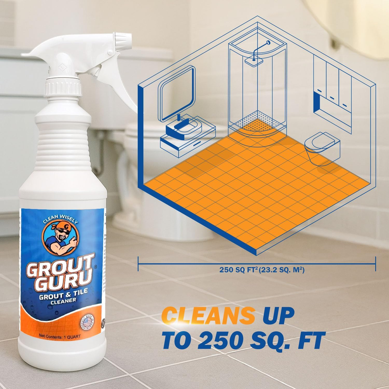 Professional Gel Grout Cleaner Spray, Heavy Duty Tile Grout Cleaner for Tub & Wa