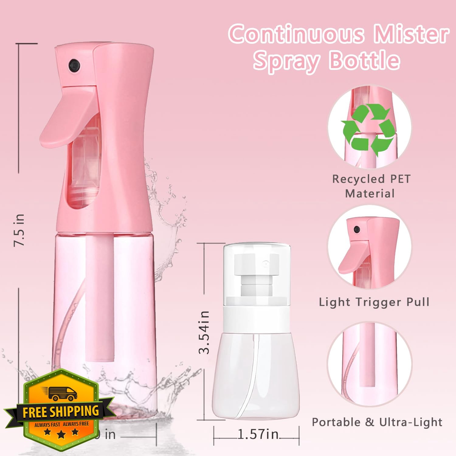 ESSKAM 3pk Spray Bottles 6.8oz 1oz Pink