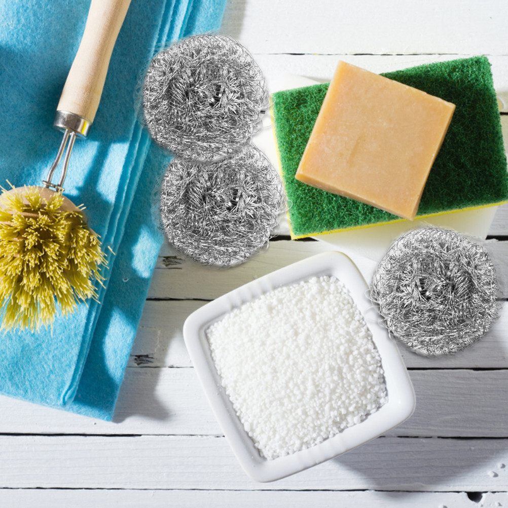 4pcs Stainless Steel Sponges Scrubbers Kitchen Practical Spiral Scourers for Pot