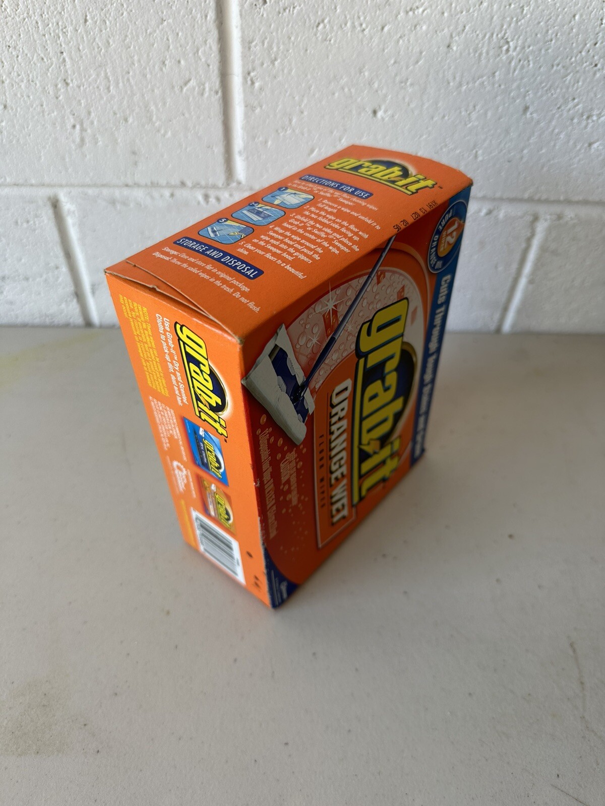SC Johnson Grab-It Orange Wet 12 Disposable Floor Wipes NEW SEALED HTF