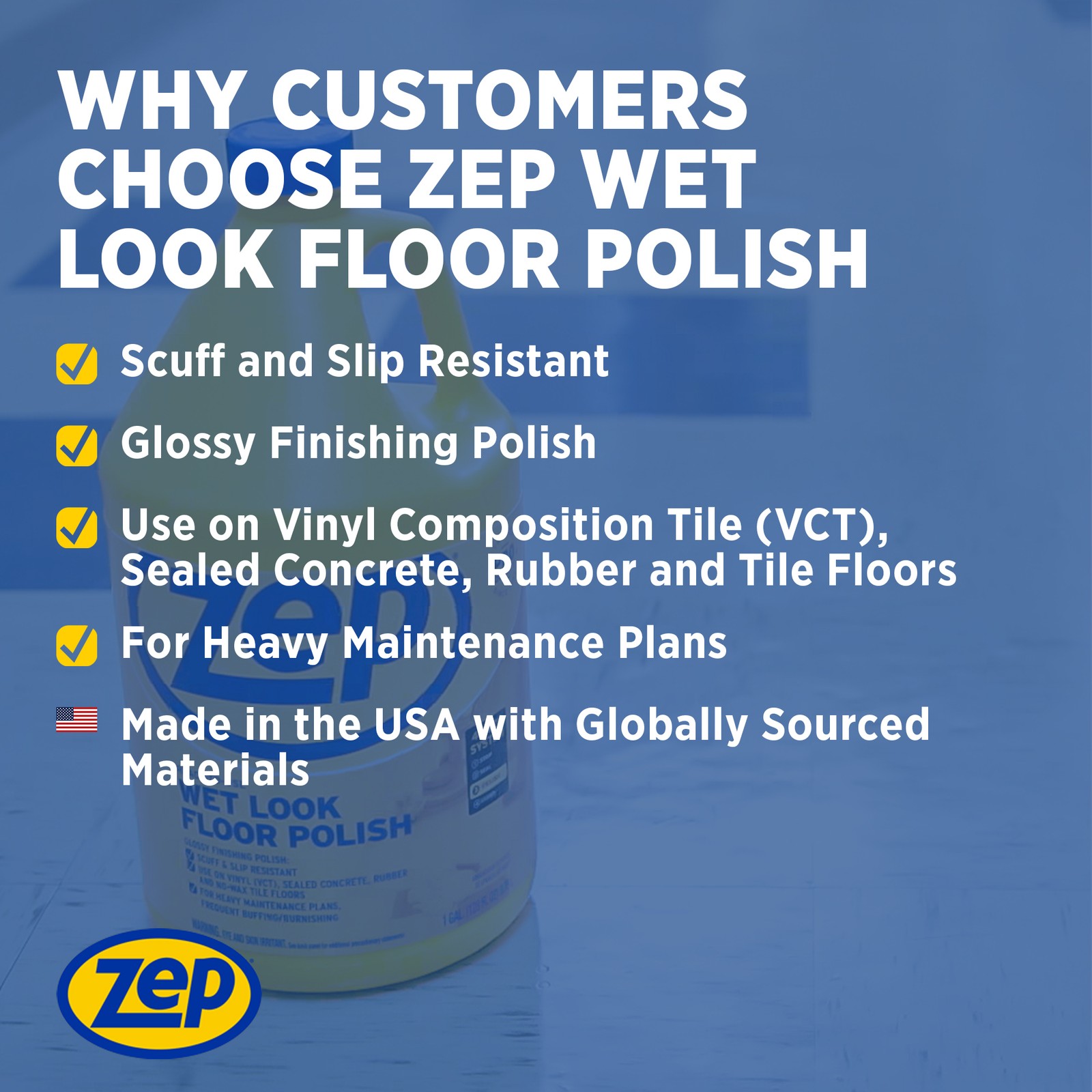Zep Wet Look Floor Polish – 1 Gallon (Case of 2) ECZUWLFF1282 – Long Lasting