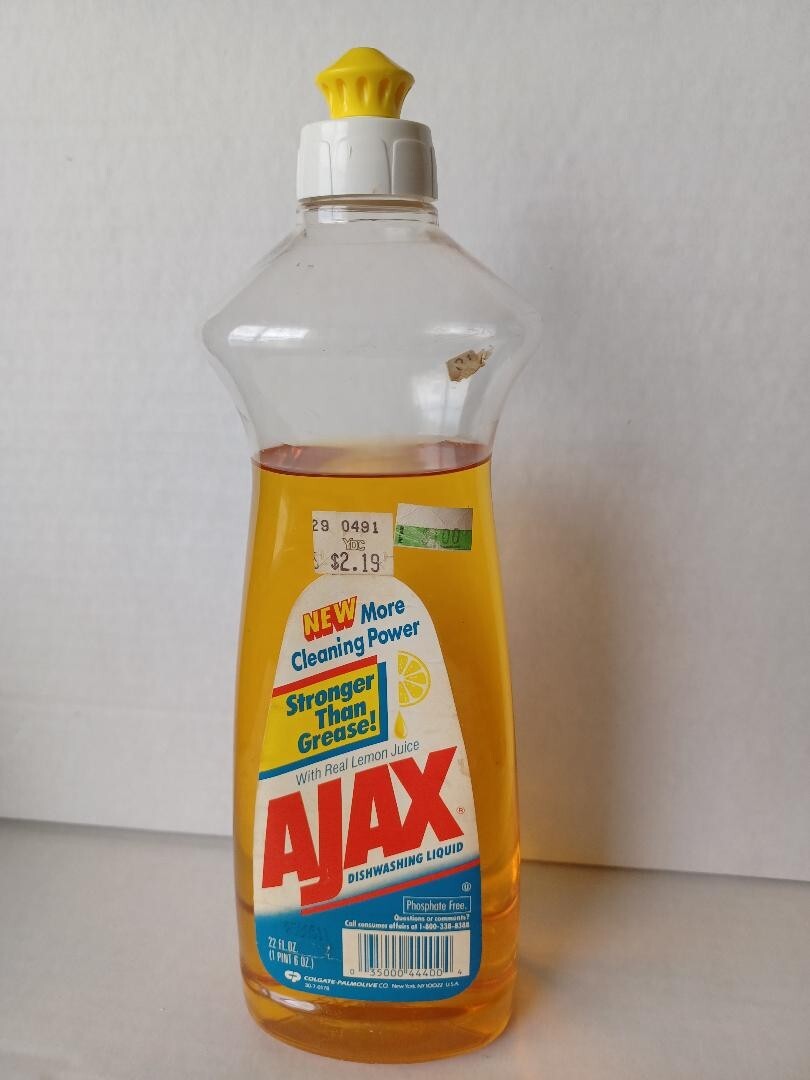 Vintage Rare Ajax With Real Lemon Juice Dishwashing Liquid 22oz Movie TV Prop US