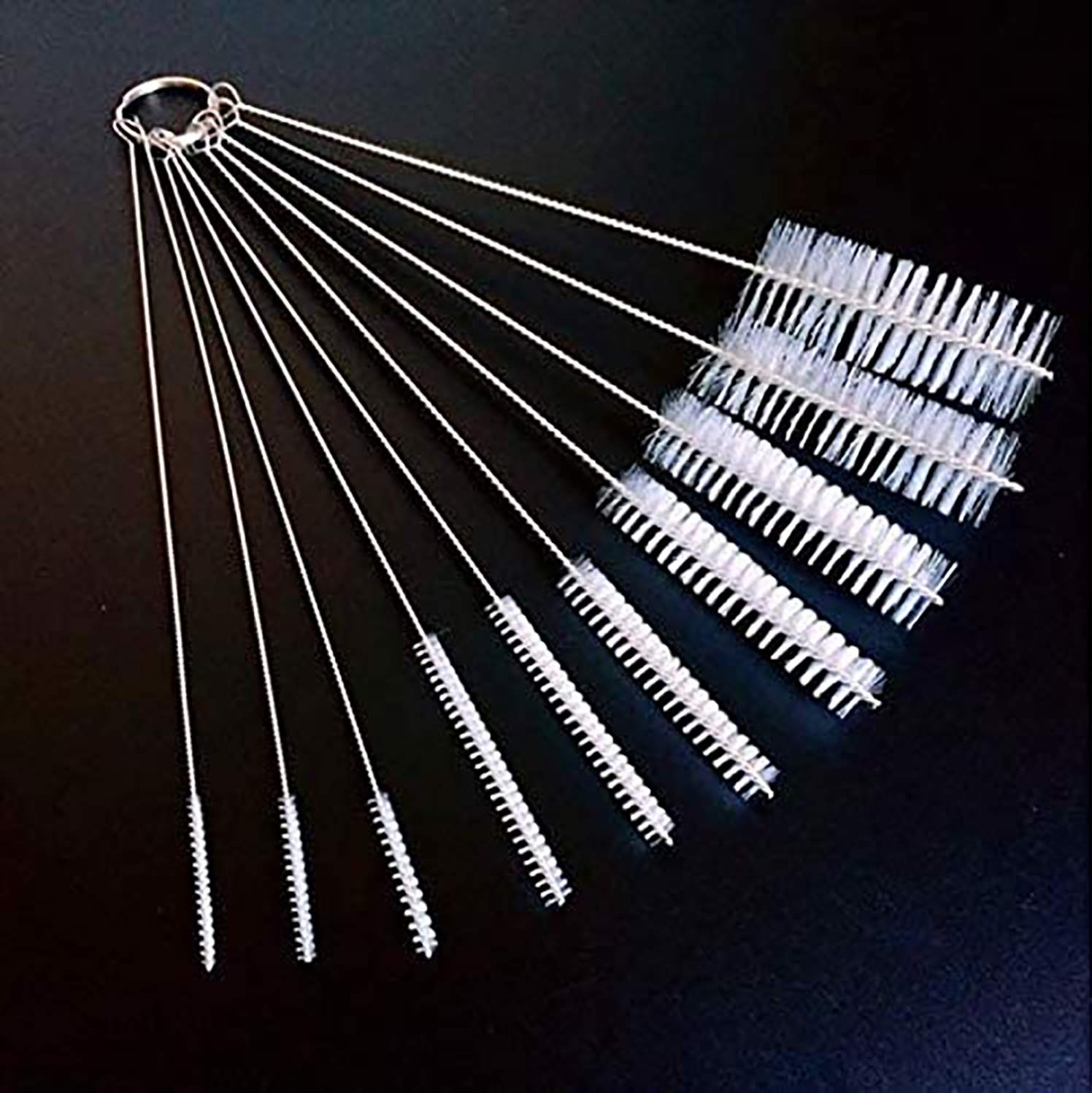 Nylon Pipe Brush 8 Inch 10 Diameters Long Straw Brush Cleaner Tube Set