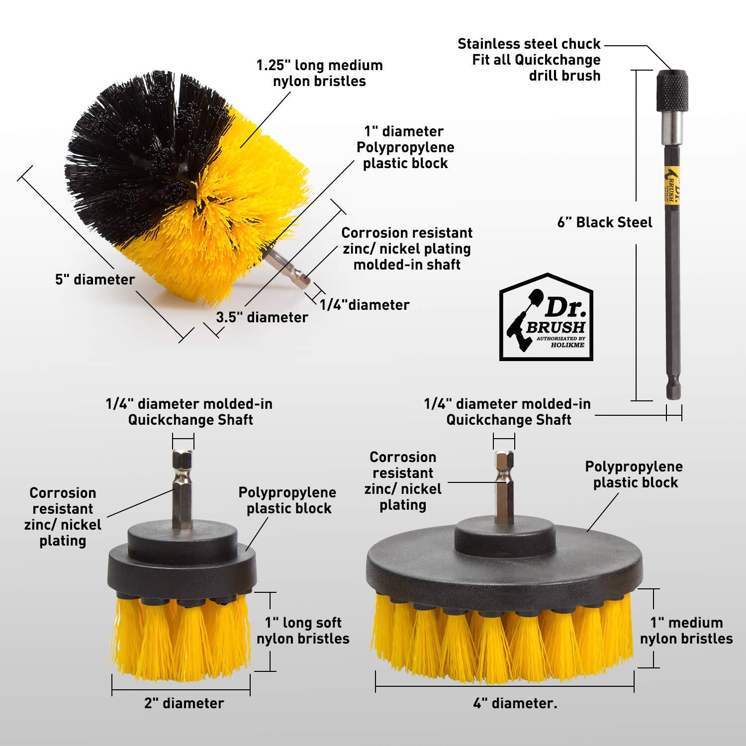 4 Pack Drill Brush Attachment Set for Grout Floor Tub Shower Tile Bathroom