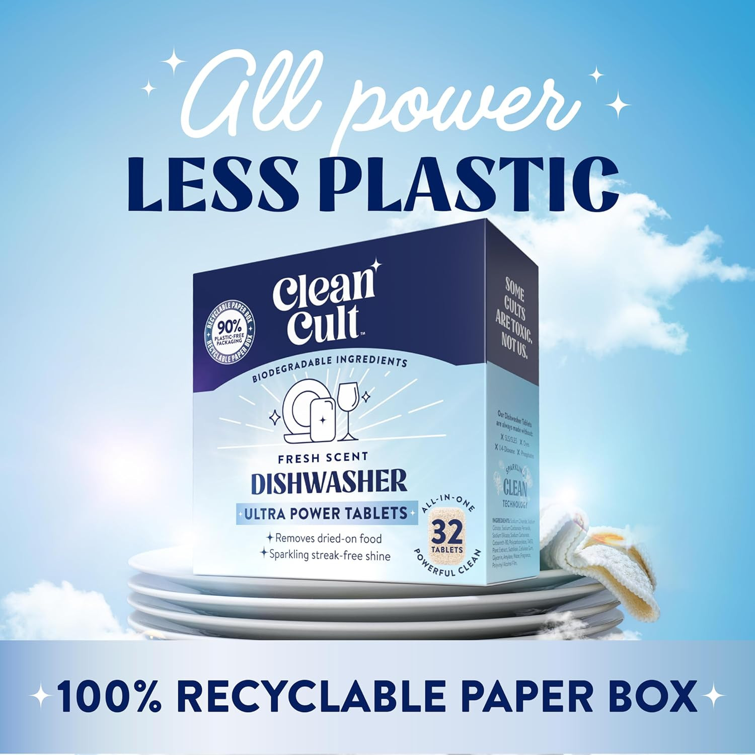 Ultra Power Dishwasher Detergent Pods for Sparkling Streak-Free Shine, All-In-On