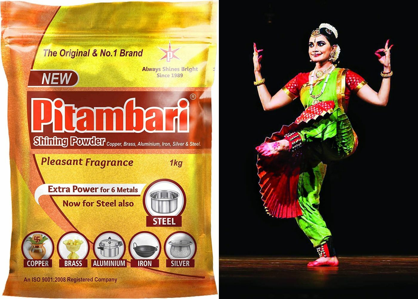 2X Pitambari Shining Powder For Copper Glass,Jug, Brass,Aluminium,Iron,Silver