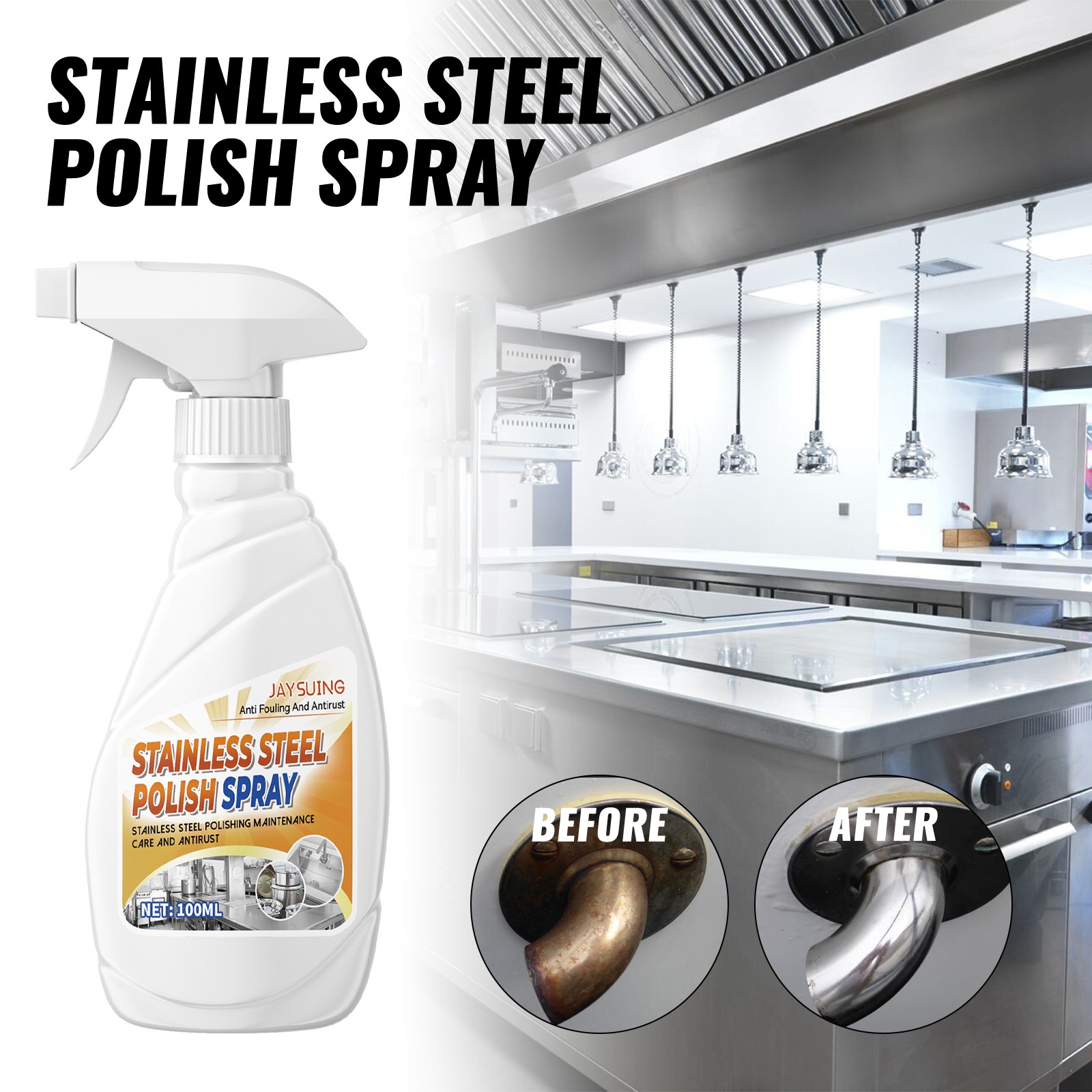 Stainless Steel Cleaner Polish Rust Remover for Cookware & Kitchen Surfaces