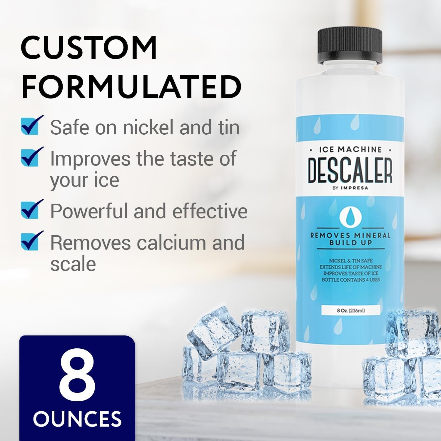 Ice Maker Cleaner & Descaler – 8 Fl Oz Scale Removal Liquid Descaler – Nickel…