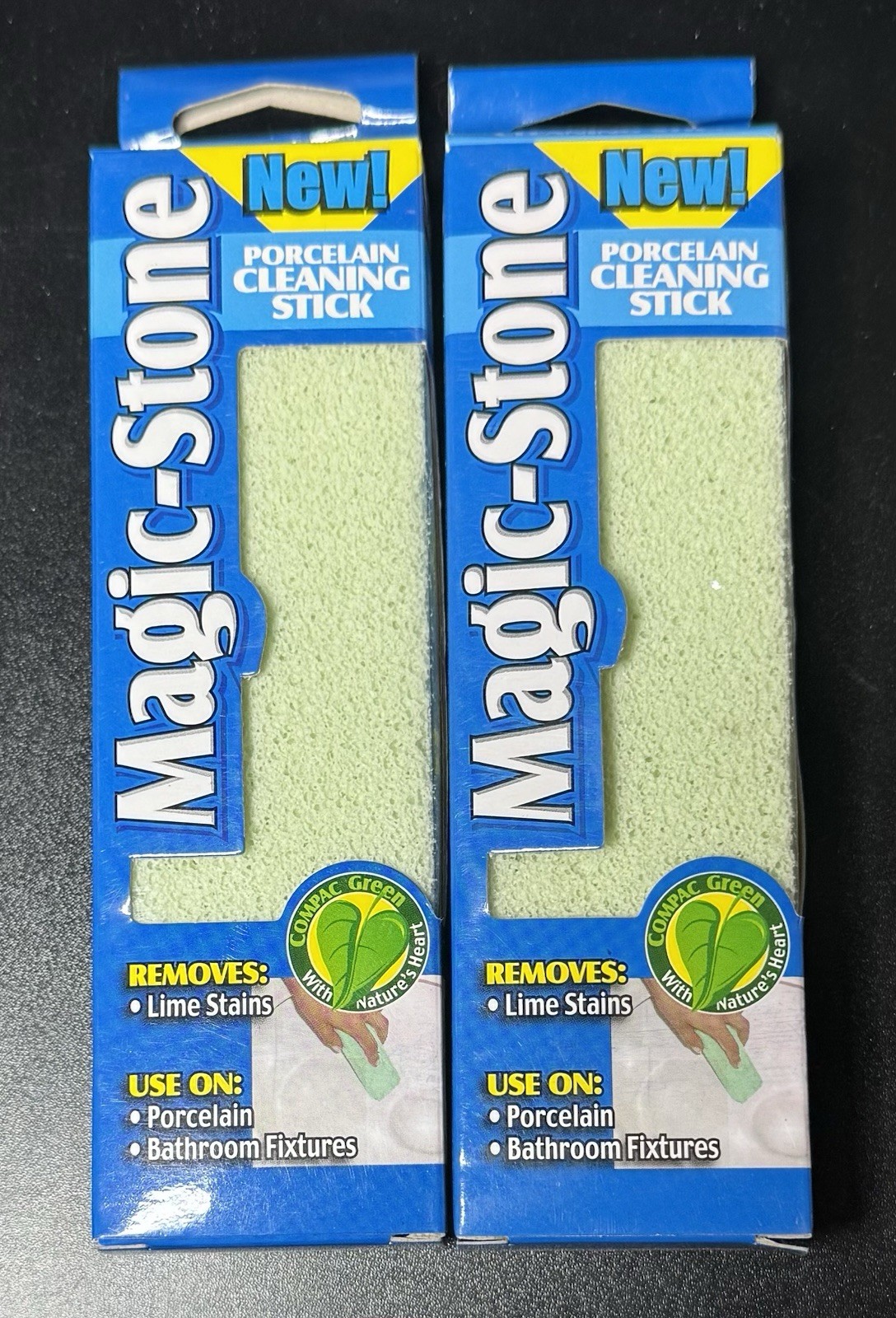 Compac Magic Stone Porcelain Cleaning Toilet Cleaner Scrub Remove Stains, 2 Pack