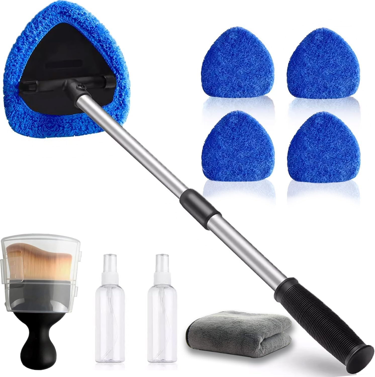 Windshield Cleaning Tools, Expandable Window Cleaner kit with 4 Re Color: blue