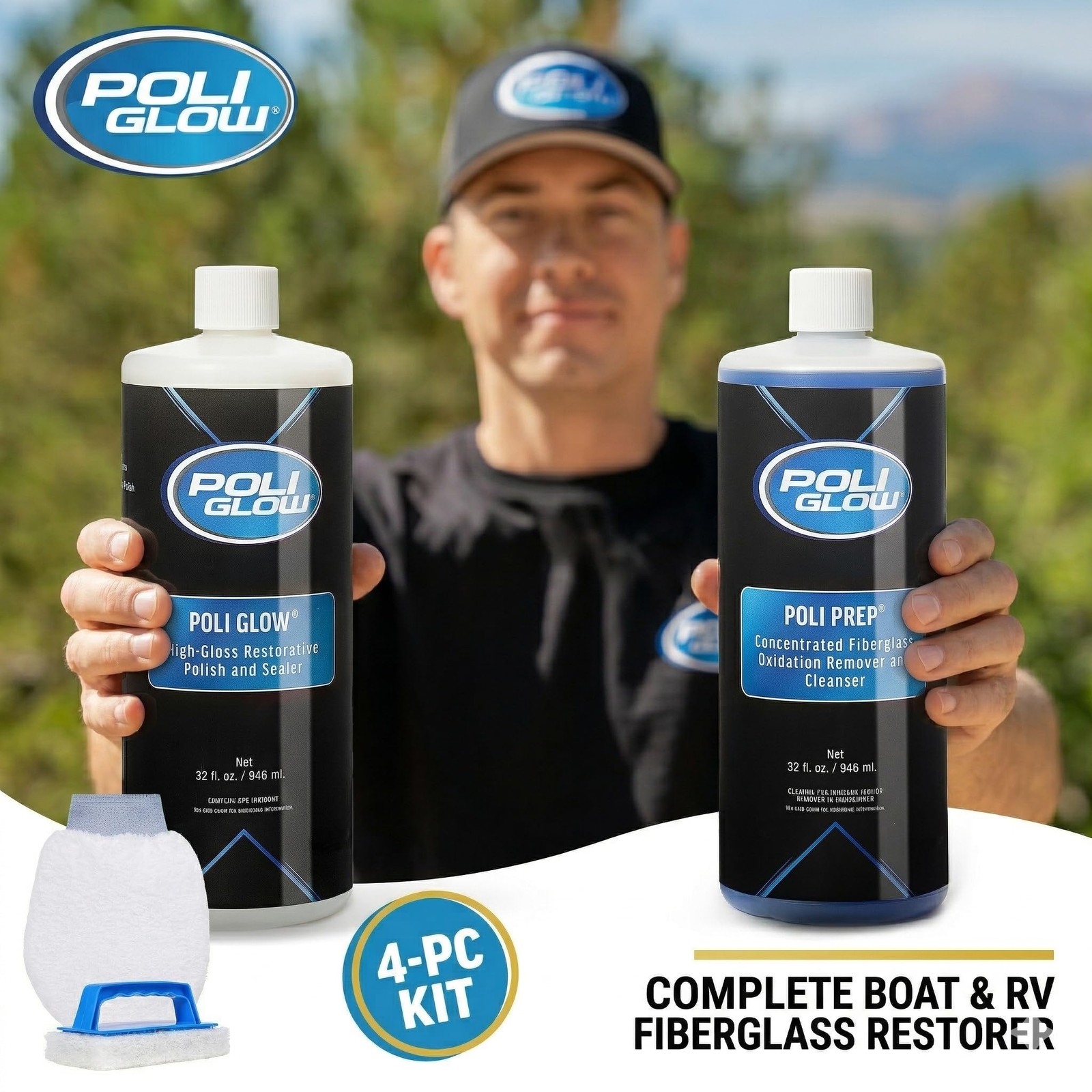 Poli Glow Basic Kit — Complete Fiberglass Restorer for Boats and RVs and More. E