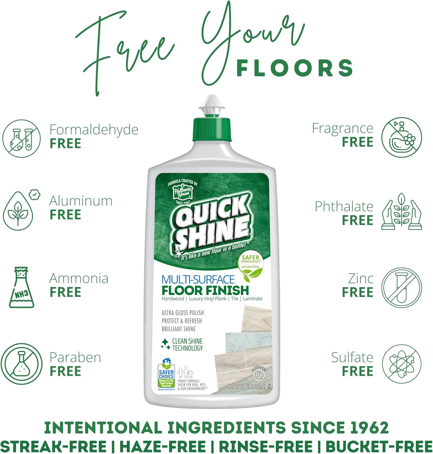 Quick Shine Multi Surface Floor Finish 27Oz, 2Pk | Cleaner & Polish to Use on H