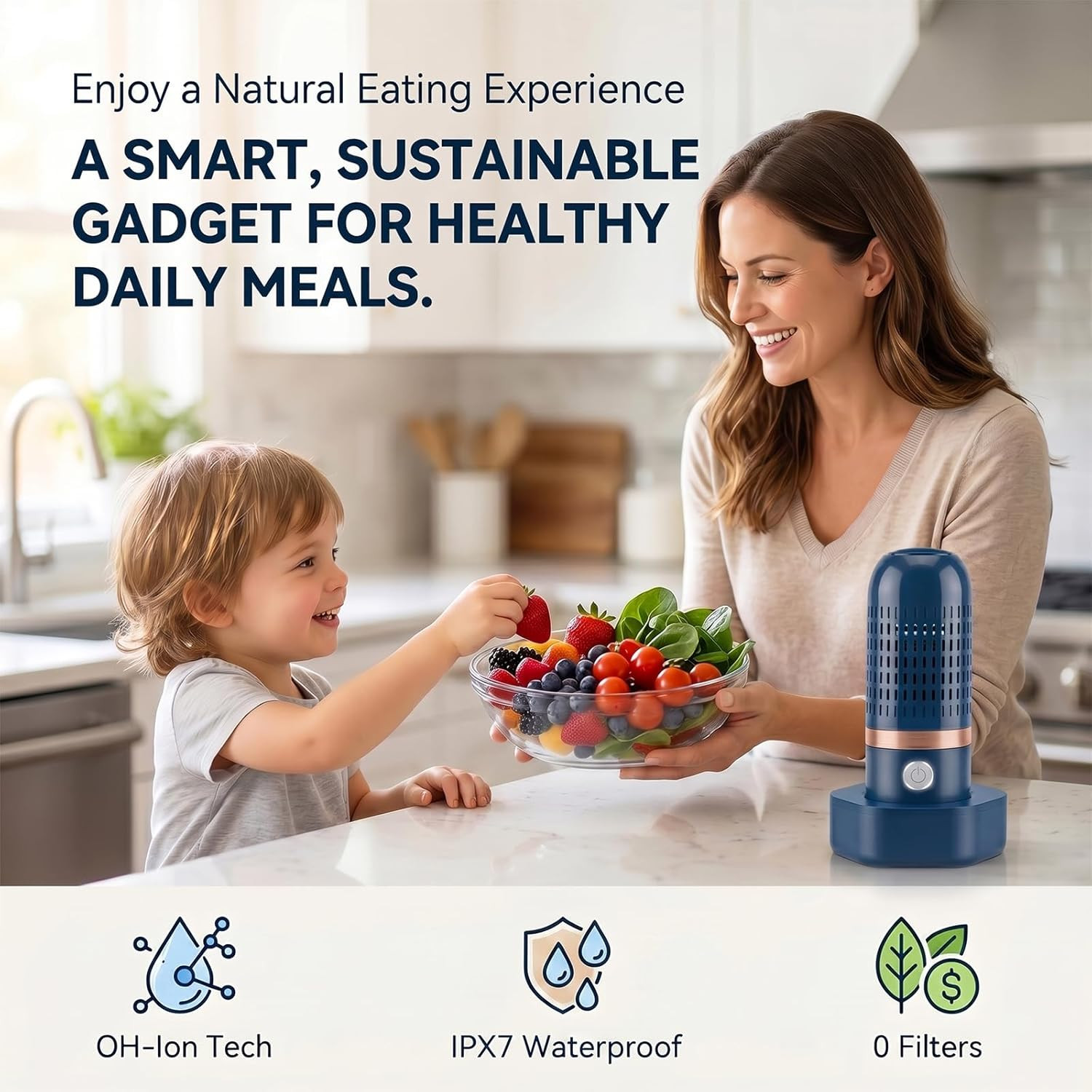 Pure Pod Vegetable Cleaner – Wireless Rechargeable Fruit and Produce Washing Mac