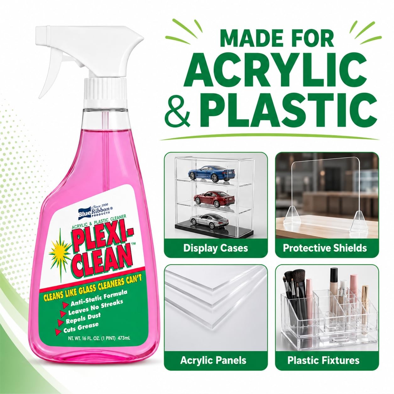 Blue Ribbon PlexiClean Acrylic and Plastic Cleaner, 16 fl. oz.