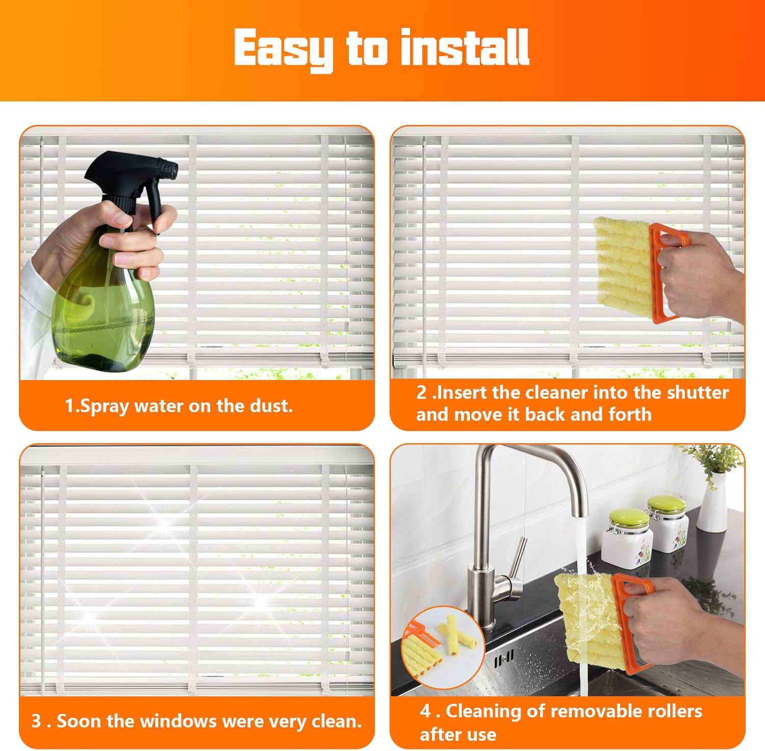 4Pcs Window Venetian Blind Cleaner Duster Tool,Feather Blind Duster for Cleaning