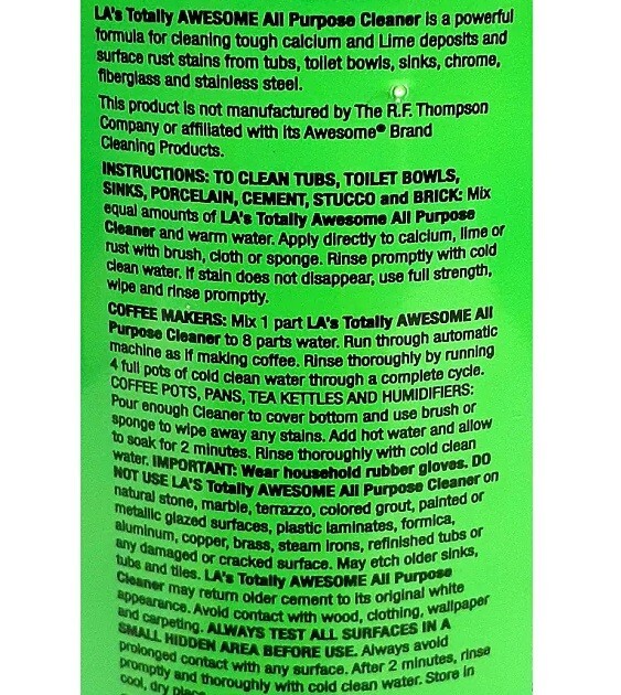 4 Pack- LA’s Totally Awesome RUST LIME CALCIUM Cleaner & Stain Remover 32 Fl Oz
