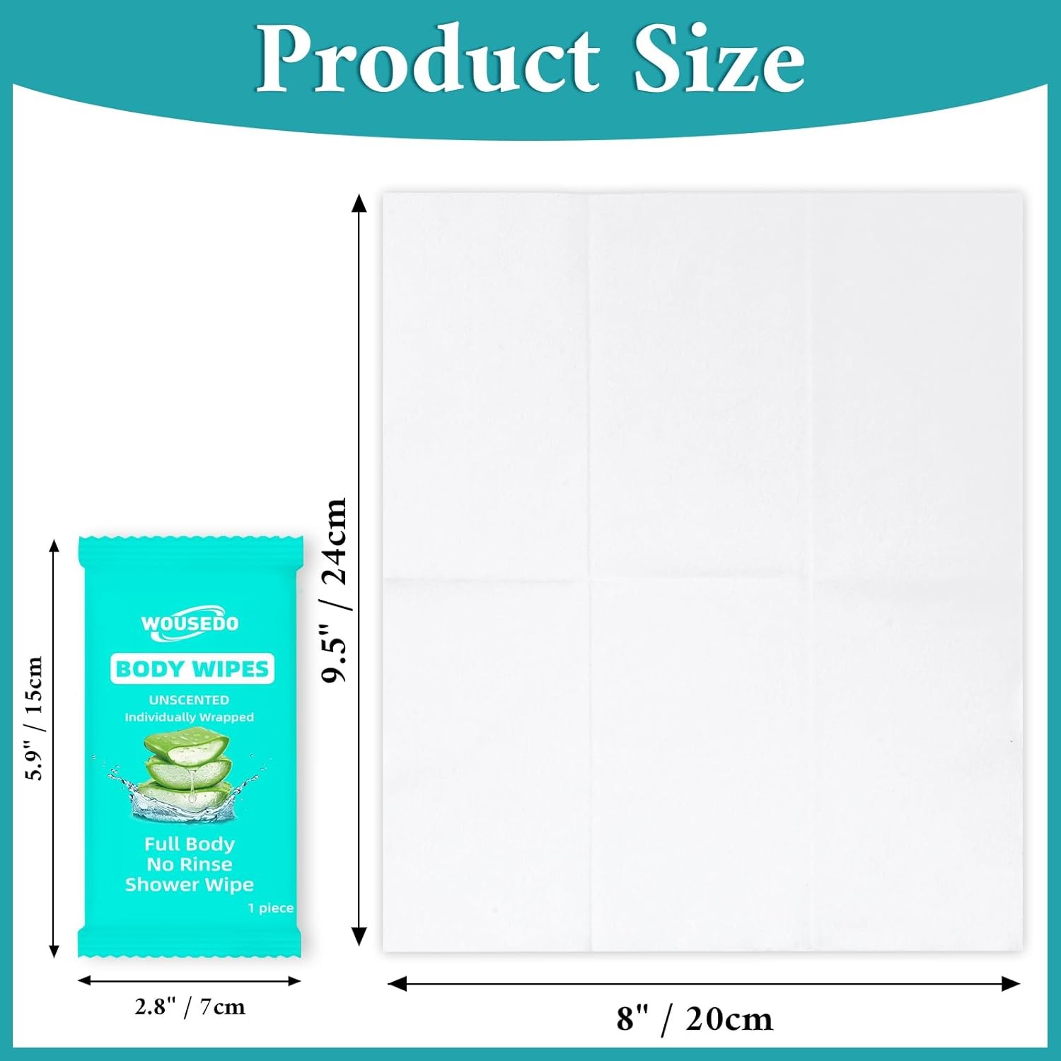 600 Pack Body Wipes Individually Wrapped(8″ x 9.5″), Shower Wipe for Adults Ba