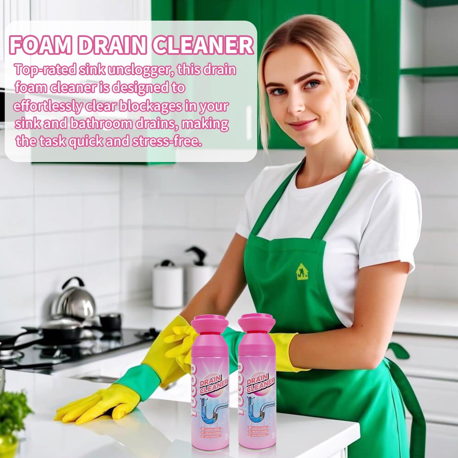 Foaming Drain Cleaner, Sink Cleaner and Deodorizer, Drain Clog for Kitchen Si…