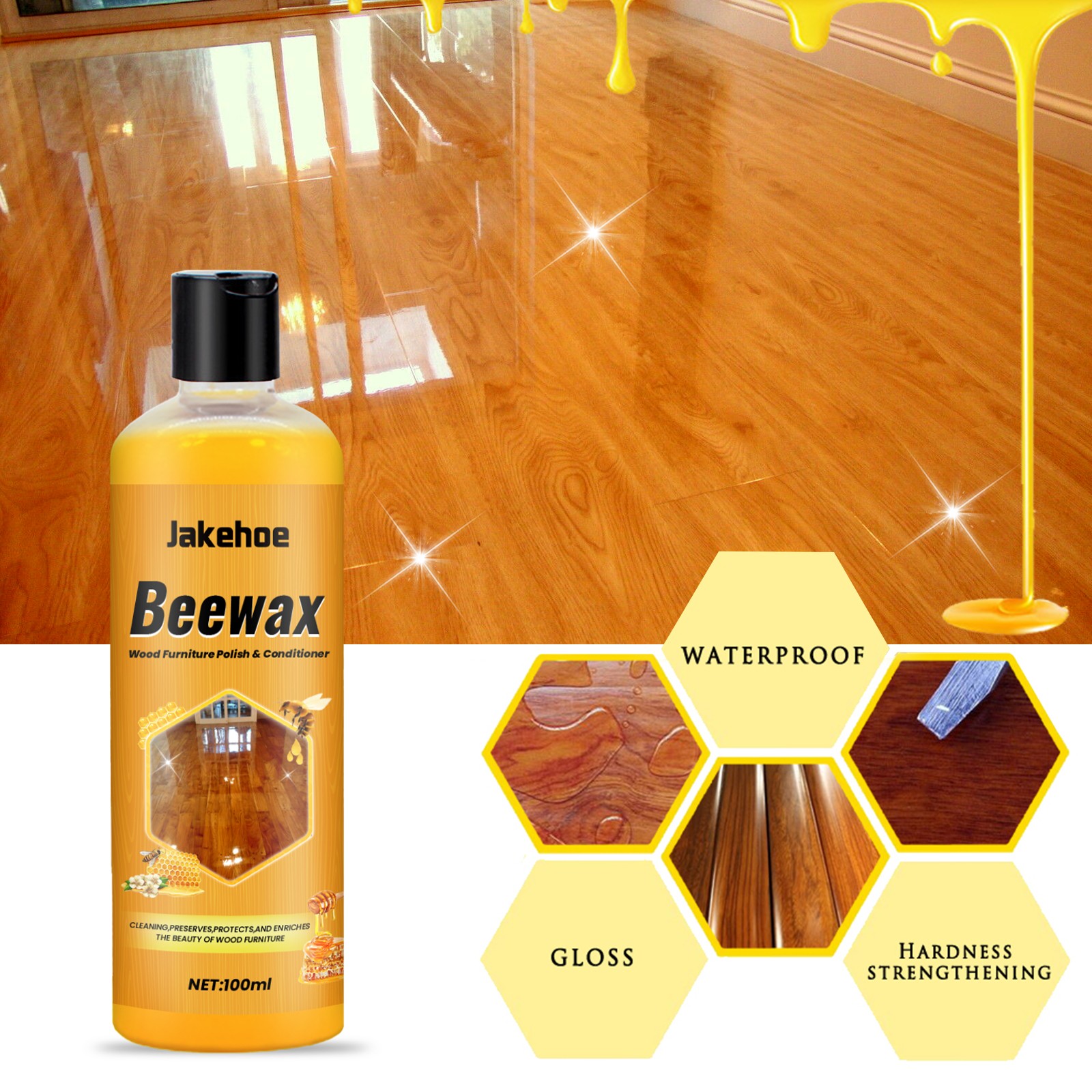 Wood Floor Cleaner & Polish for Home – Dust, Stain Removal, Shine & Protection