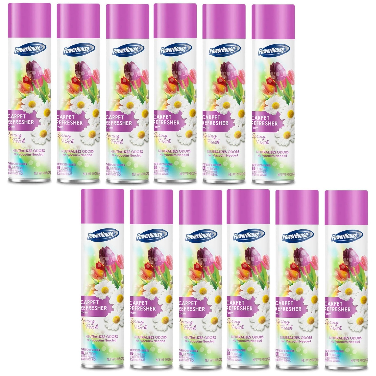 12 PowerHouse Carpet Refresher Foam Eliminates Odors Spring Fresh Each 9 oz