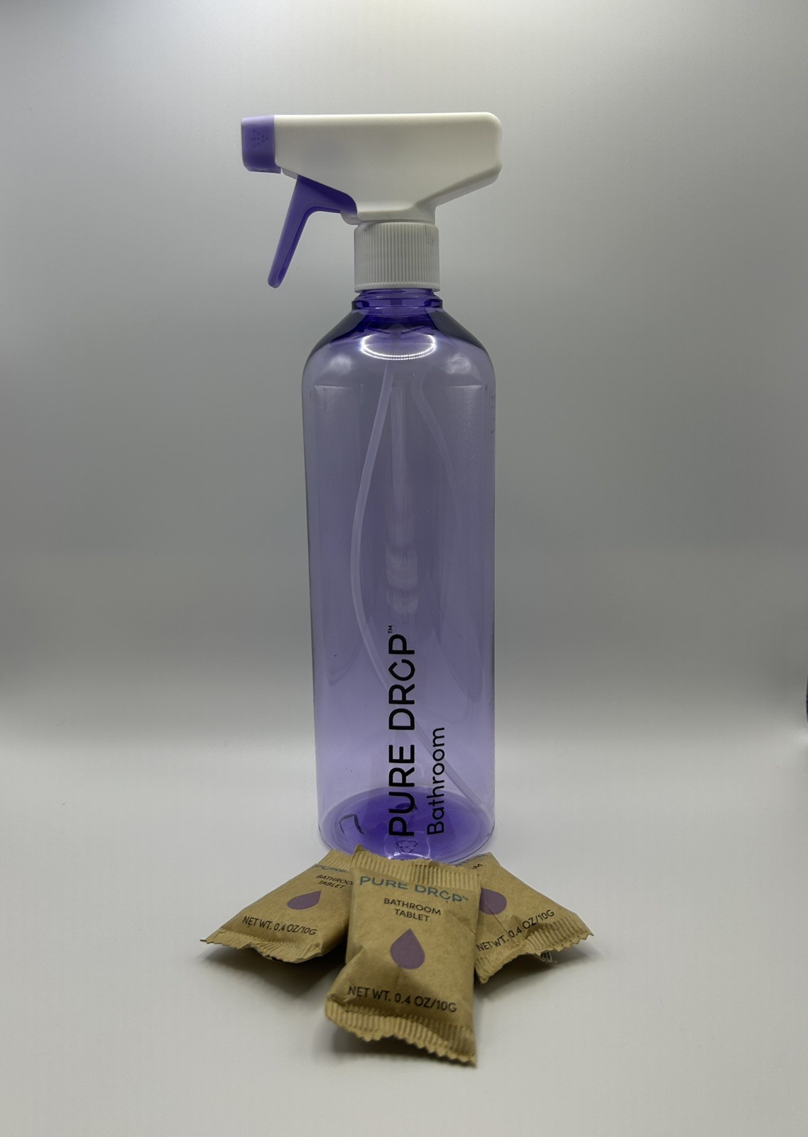 NEW! Pure Drop-Plastic Spray Bottles-26 oz Empty (3 Pack) & 9 Cleaner Tablets