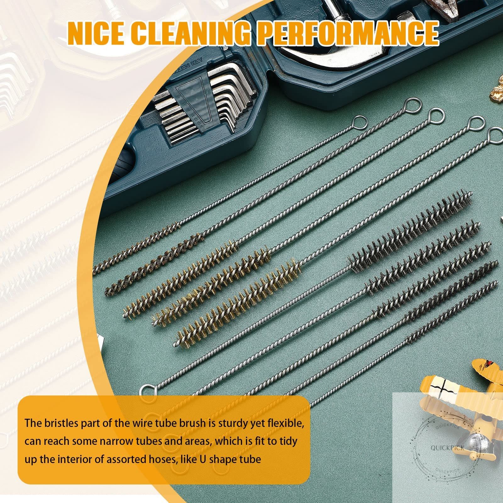 10 Pieces Wire Tube Brushes Bulk for Cleaning Pipe Tube Brass Stainless Steel Ro