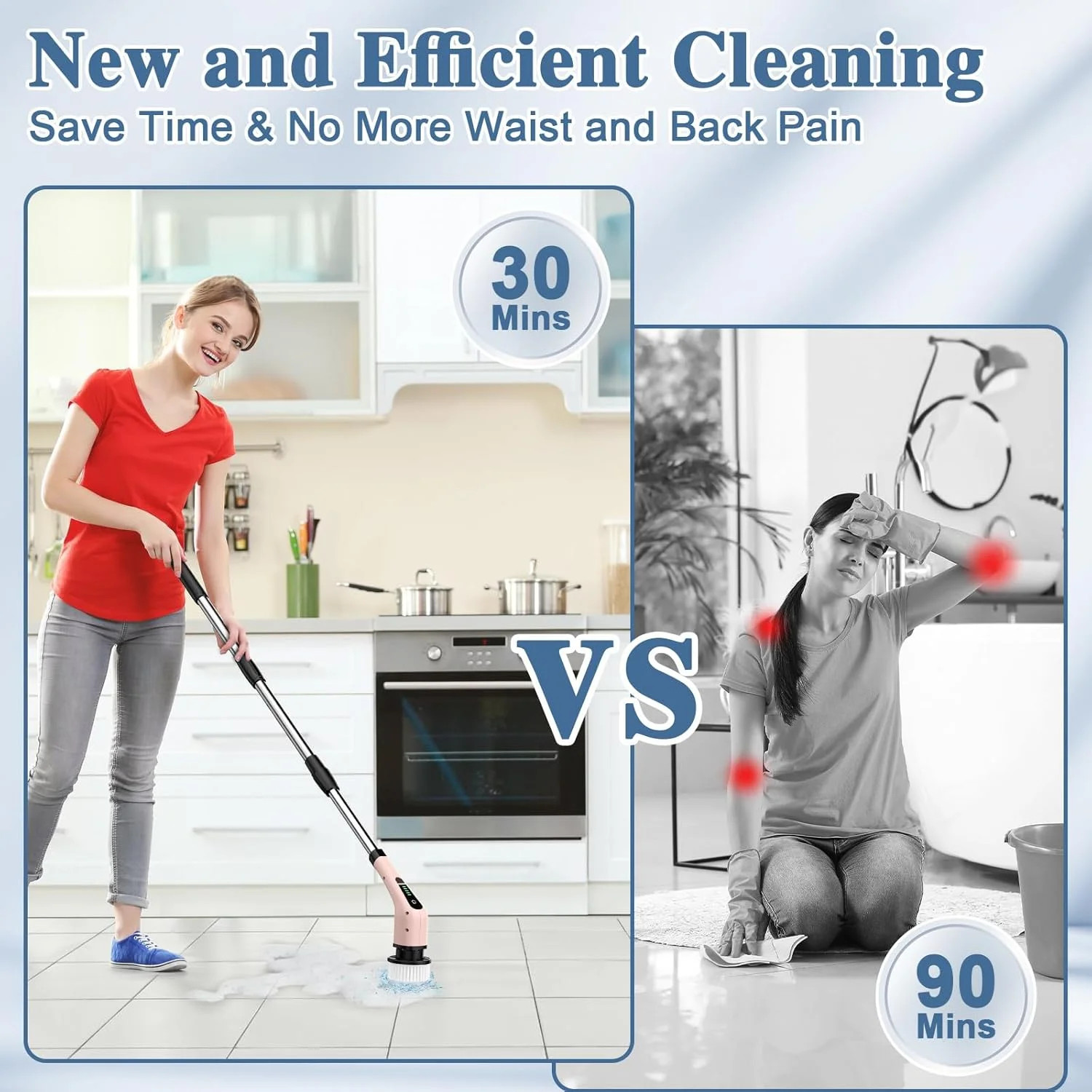 Electric Spin Scrubber, Bathroom Cleaning Brush, Pink Power Shower Scrubber with