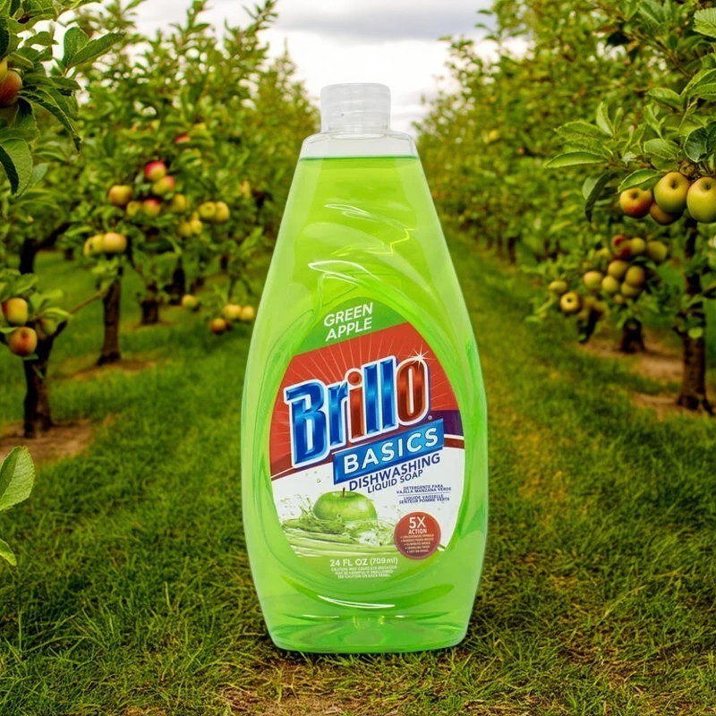 Brillo Basics Green Apple Dish Soap (2-Pack) + Scrub Sponge 3 Piece Cleaning Kit