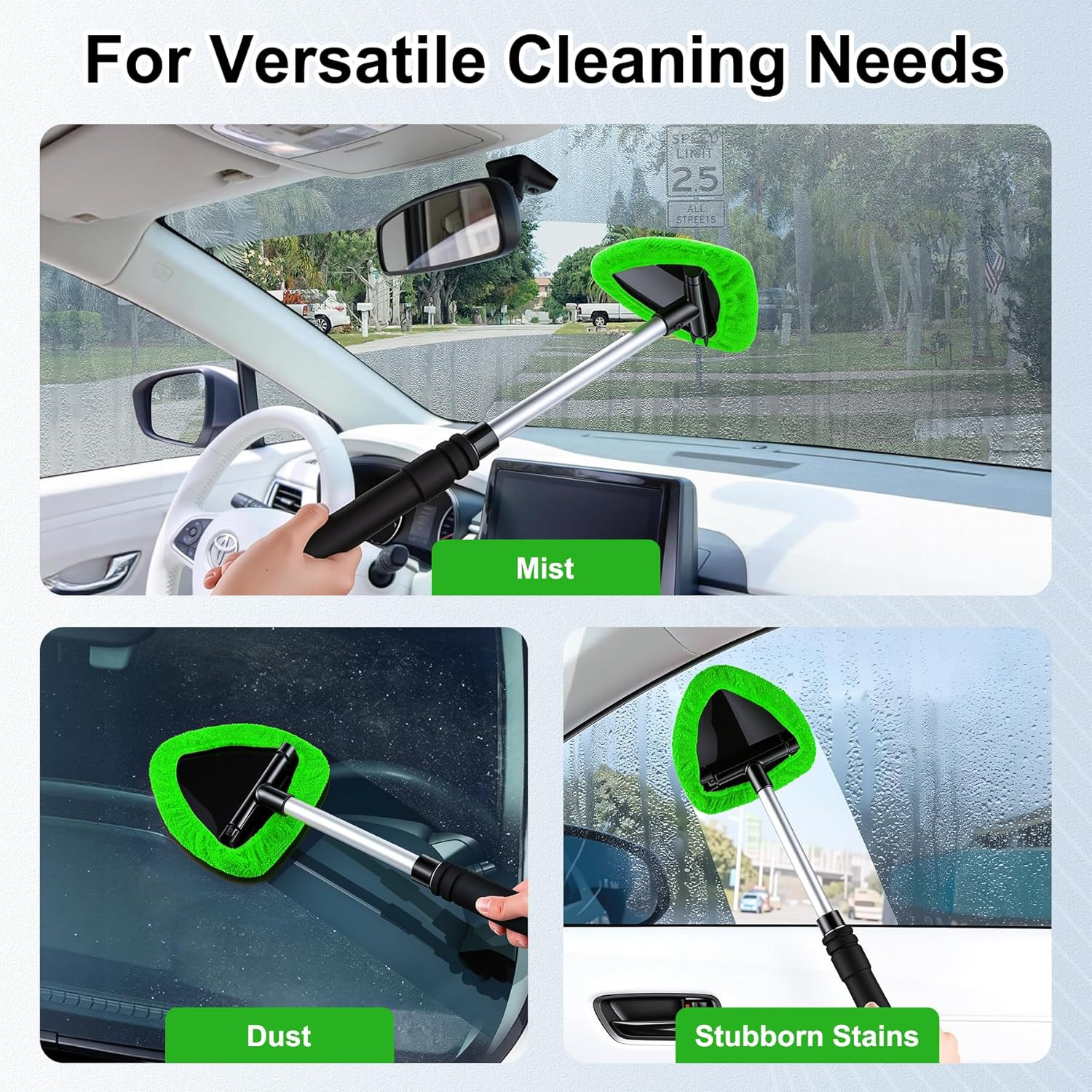 JUSTTOP Windshield Cleaner Tool, Car Interior and Exterior Window Cleaning Kit w