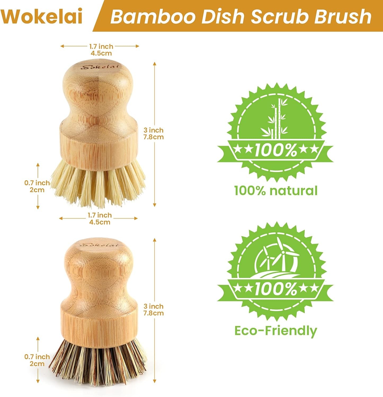 Bamboo Dish Scrub Brushes Set for Kitchen – Wooden Cleaning Scrubbers Brushes…