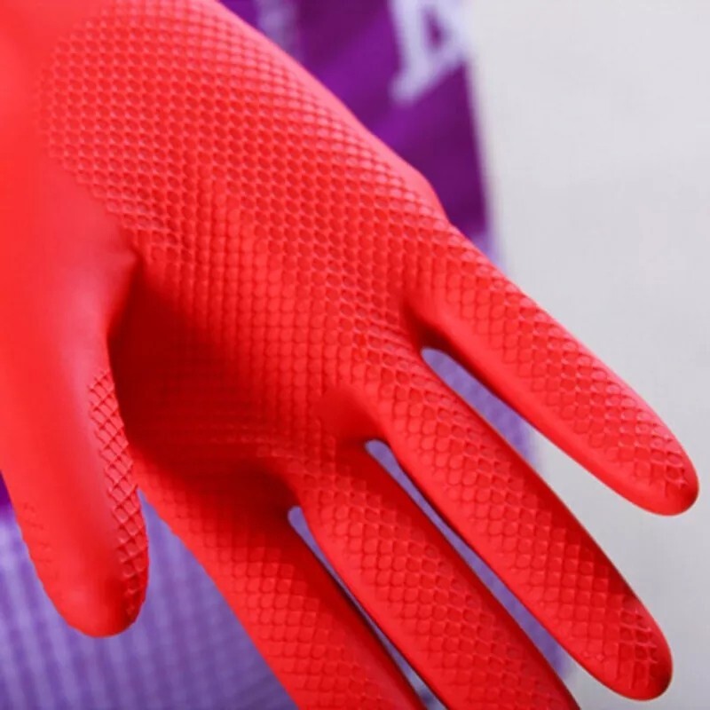 Lot of 4 Pairs Red Rubber Gloves For Household Cleaning Dishwashing XL