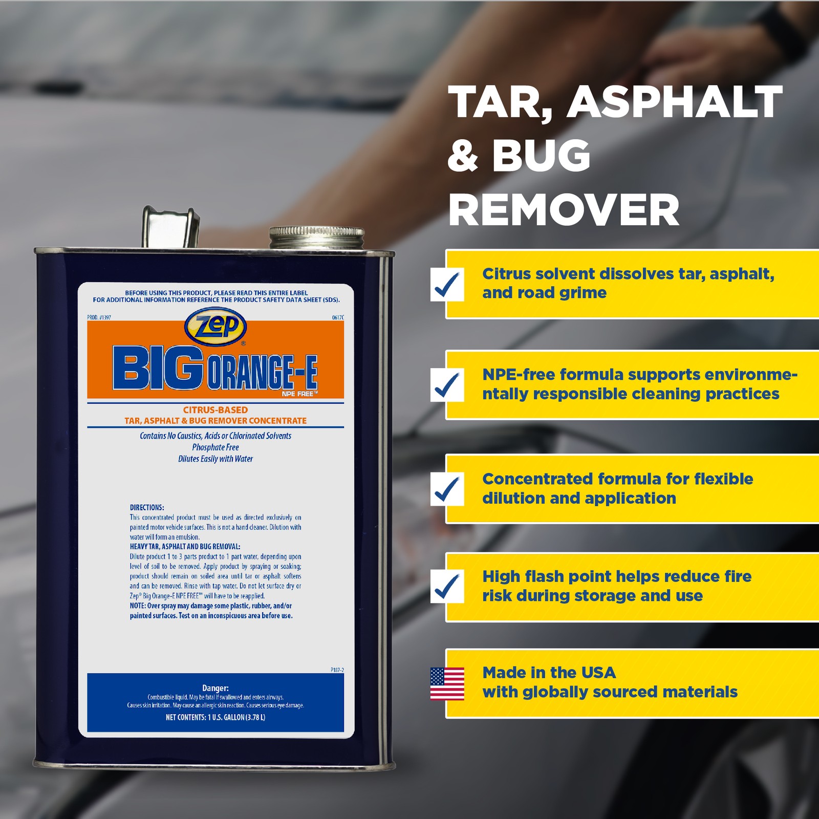 Zep Big Orange-E NPE Free Liquid Degreaser and Cleaner – 1 Gallon (Case of 4)