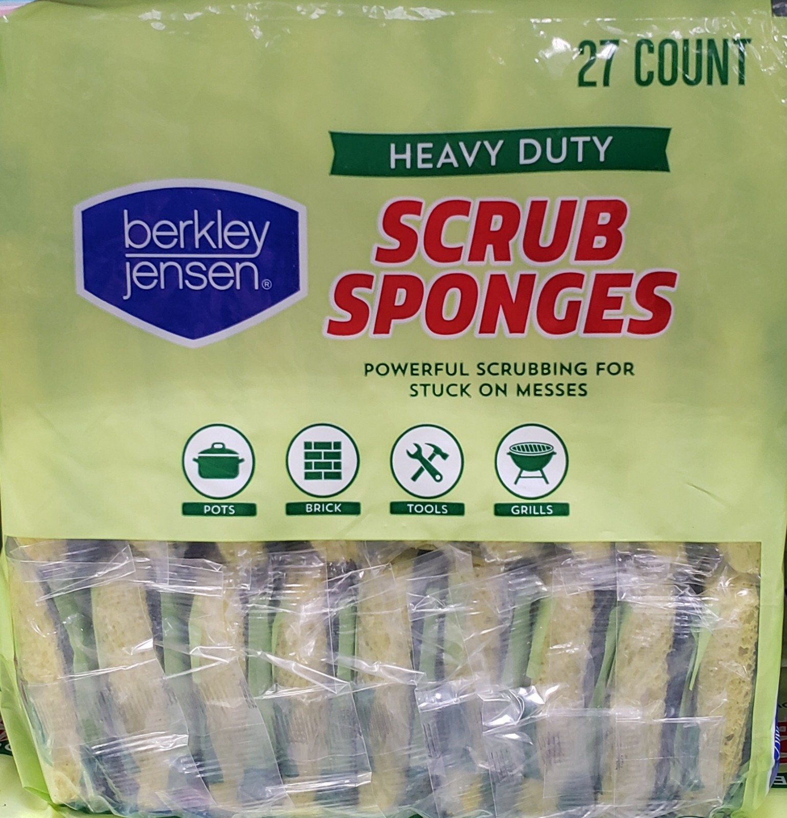 Berkley Jensen Heavy Duty SCRUB Sponges 27 Pack Clean Wash Scotch Cellulose
