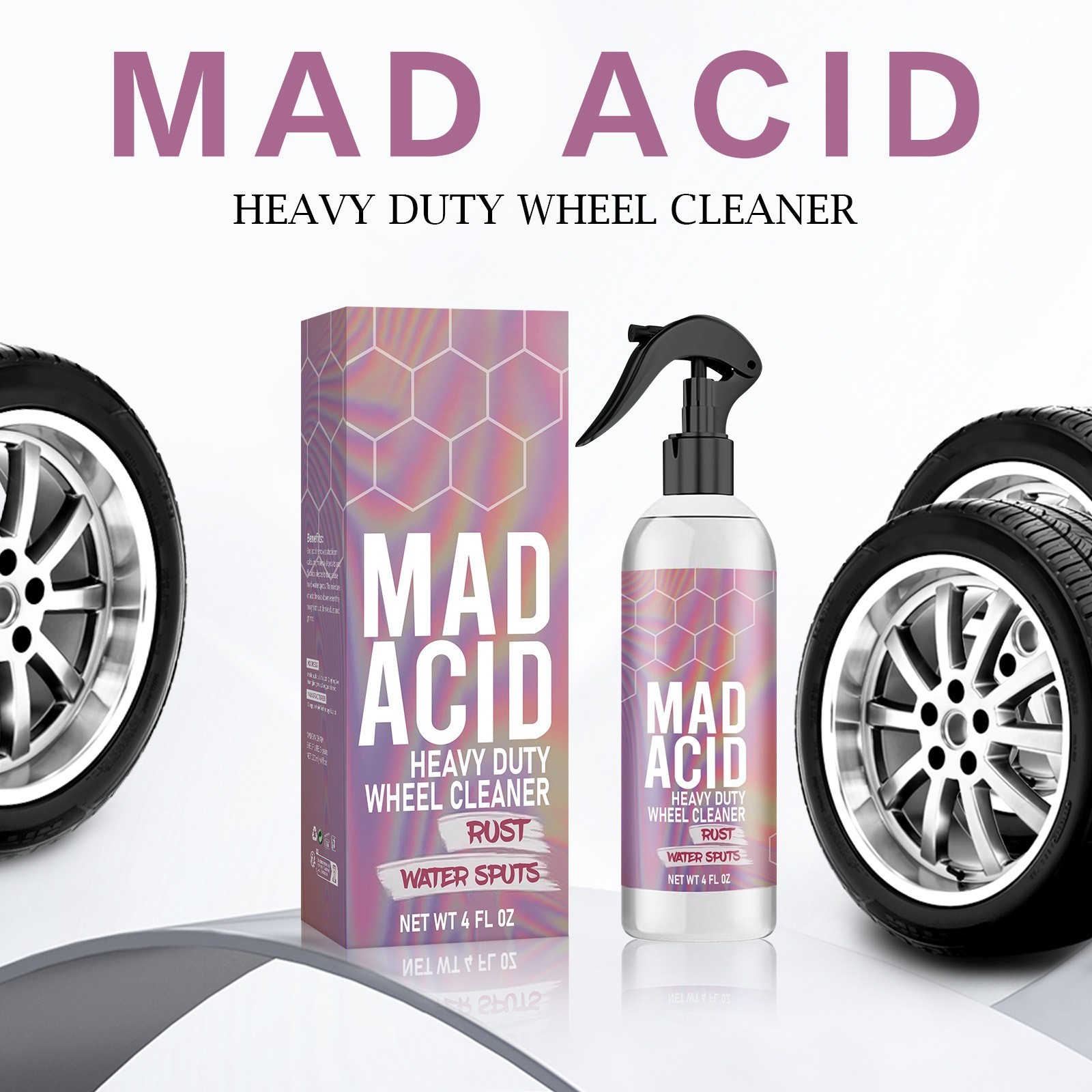 1-3X Mad Acid-Heavy-Duty Wheel Cleaner Water Spot Remover for Cars Glass Cleaner
