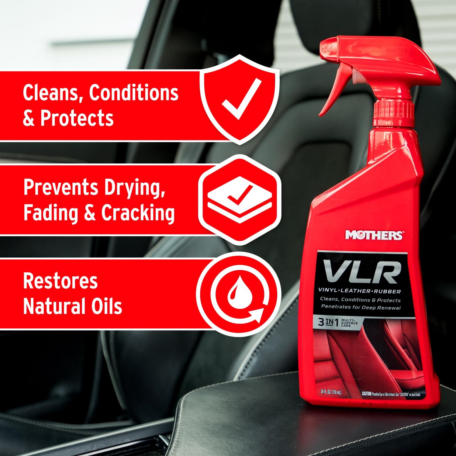 Mothers VLR All in One Vinyl Leather Rubber Cleaner 24 Fl Oz Pro Strength