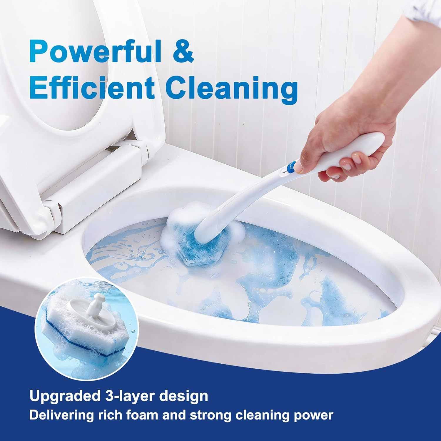 30Pcs Toilet Cleaner Refill Pads for Clorox Wand, Upgrade 3-Layer Toilet Scrubbe