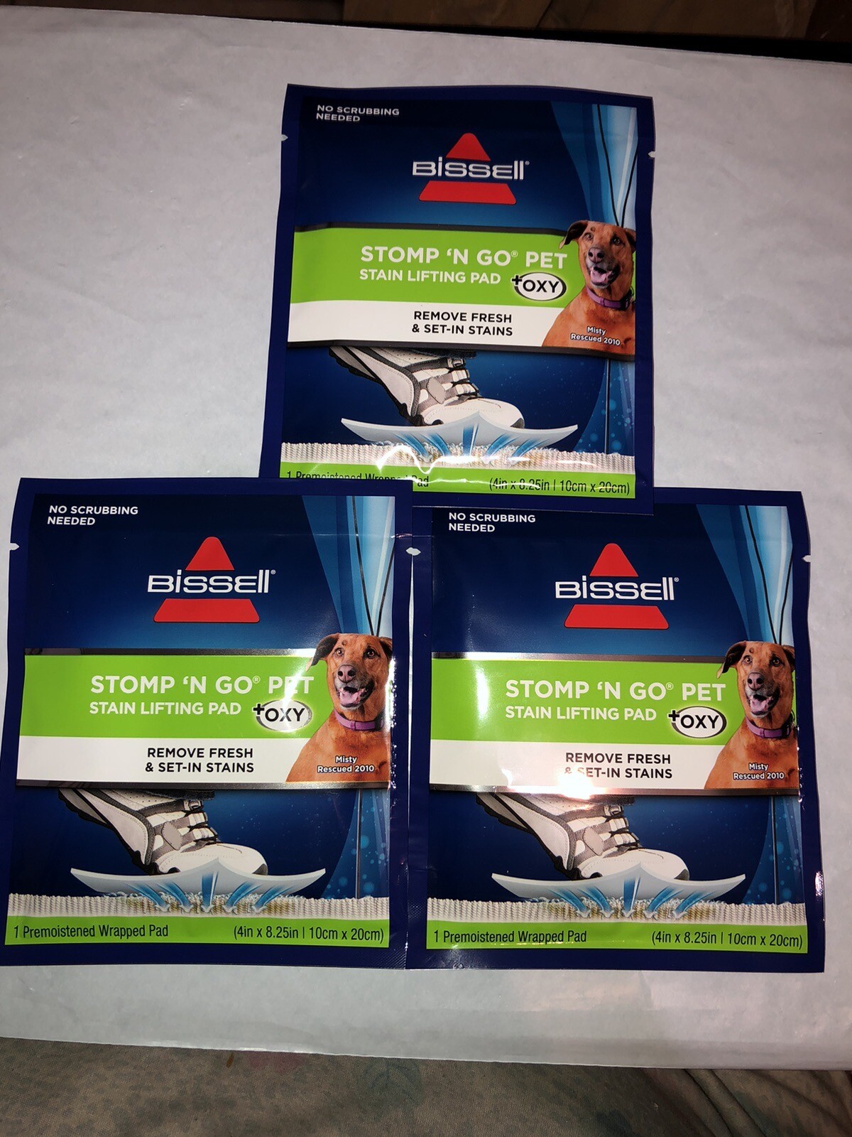 3 Packs New Bissell Stomp ‘N Go Pet Stain Lifting Pads +Oxy 1 Pad Per Pack