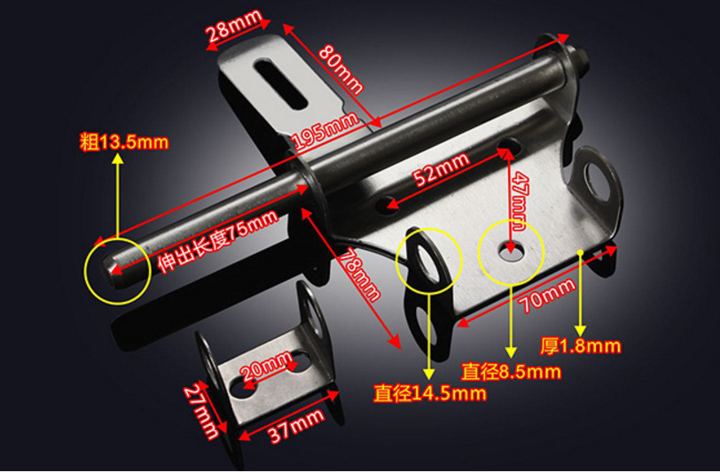 304 Stainless Steel Hardware Door Lock Barrel Bolt Latch Padlock Clasp