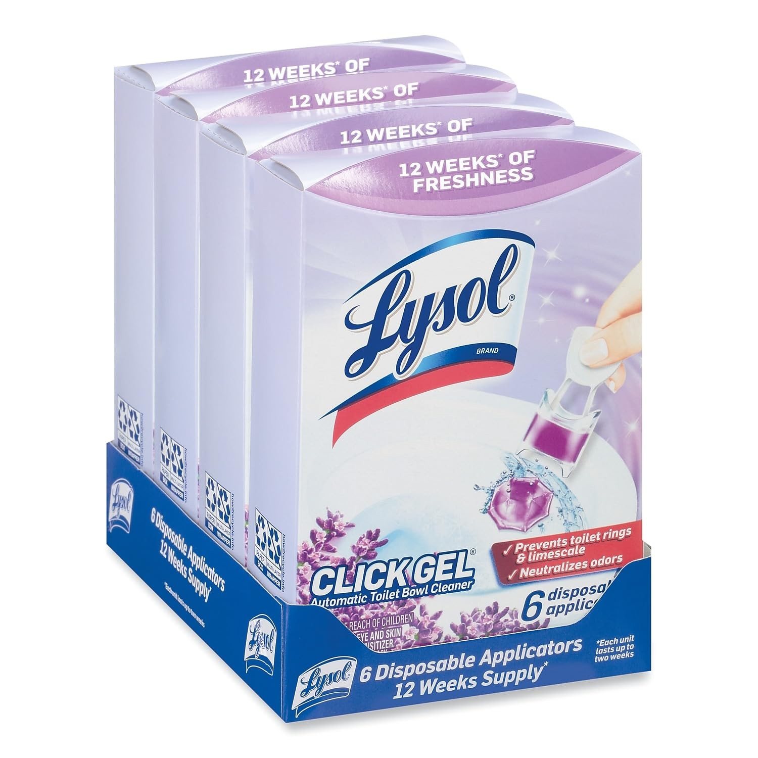 Lysol Click Gel Toilet Bowl Cleaner | Lavender Scent | 6 Count